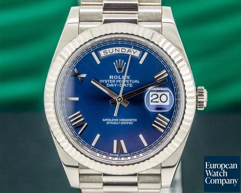 rolex day date white gold blue dial price|rolex presidential 40mm white gold.